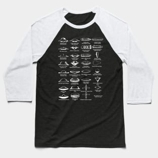 UFO Types Chart White Baseball T-Shirt